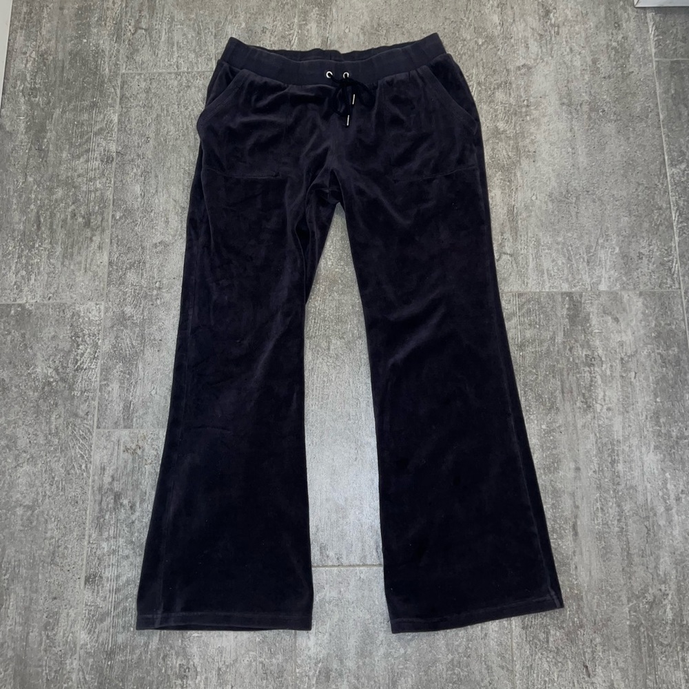 Juicy Couture dark blue velour flare pants